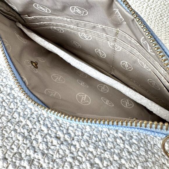 Adrienne Vittadini Studio Baby Blue Wristlet Mini Traveling Bag 8.5in x 5.5in - Picture 9 of 16